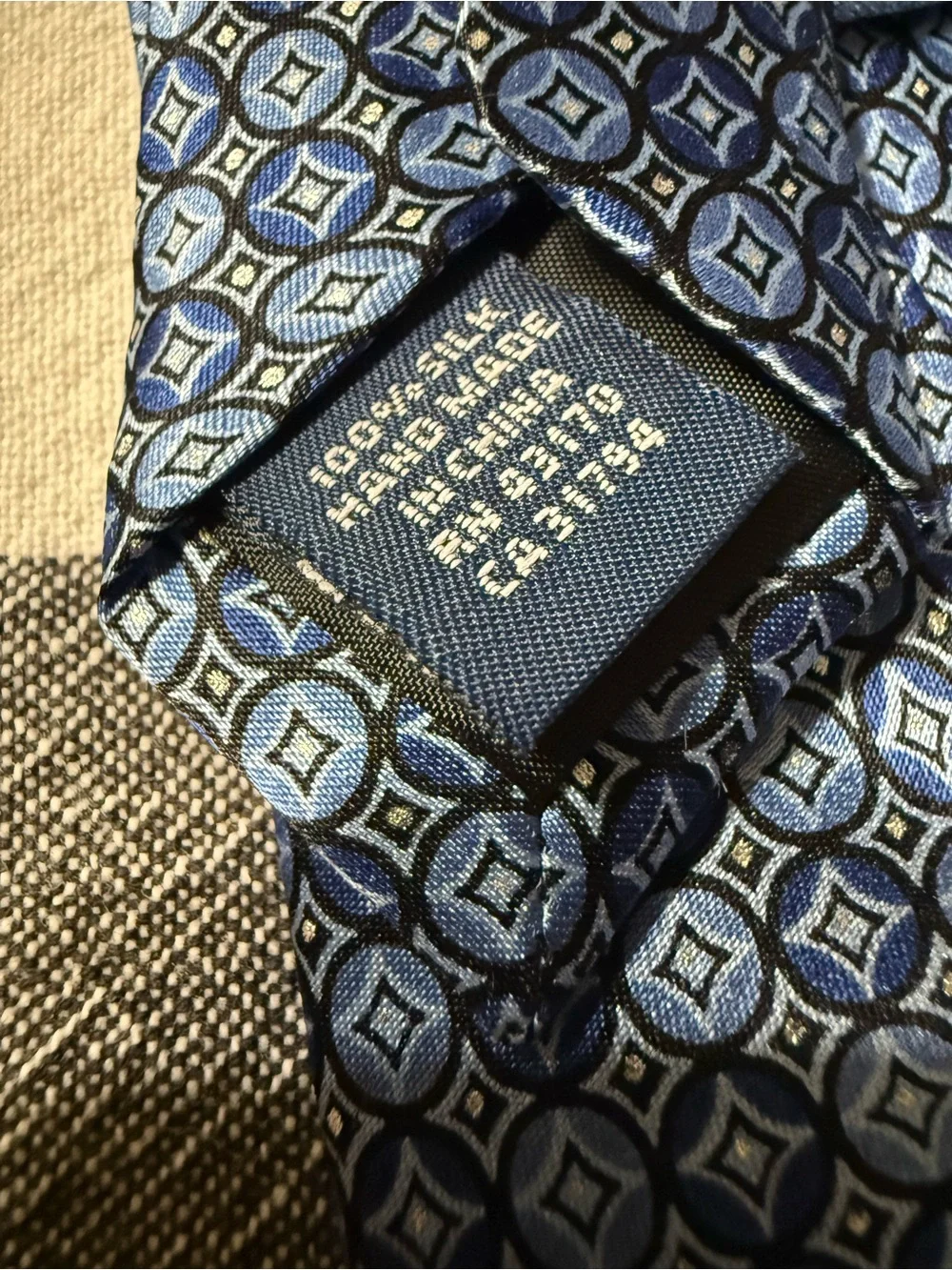 John Ashford Blue Geometric Silk Tie